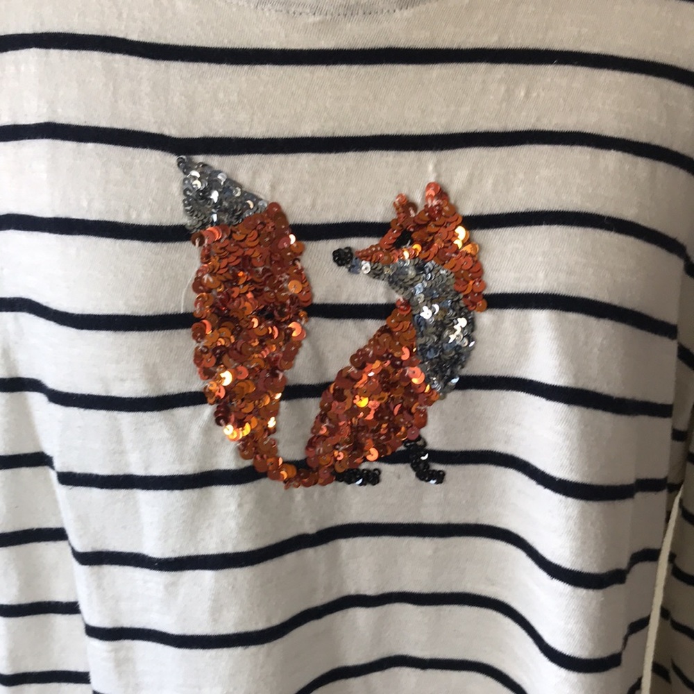 Talbots Sequins Fall Fox black striped long sleeve top in EUC 🍁 - Picture 2 of 6